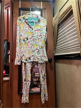 VTG Style Nick & Nora Artcore Artist Painting Modal PJ Set M